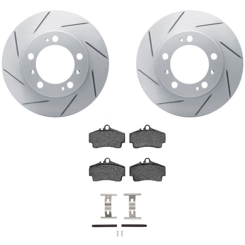 Dynamic Friction 2712-02027 - Brake Kit - Slotted Coated Carbon Alloy Brake Rotor and Active Performance 309 Brake Pads