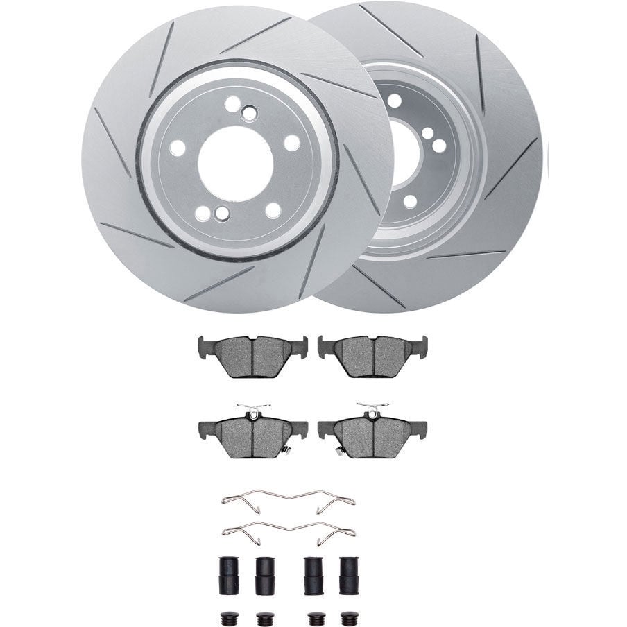 Dynamic Friction 2512-13140 - Brake Kit - Coated Slotted Brake Rotors and 5000 Advanced Brake Pads with Hardware