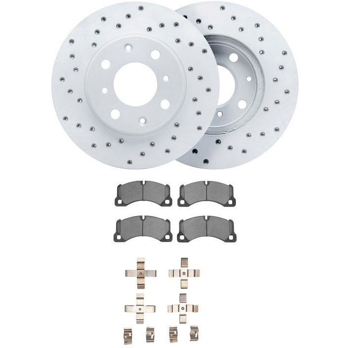 Dynamic Friction 2712-02031 - Brake Kit - Drilled Coated Carbon Alloy Brake Rotor and Active Performance 309 Brake Pads