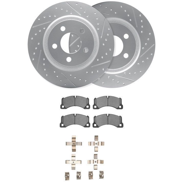 Dynamic Friction 2712-02032 - Brake Kit - Geoperformance Coated Drilled and Slotted Brake Rotor and Active Performance 309 Brake Pads