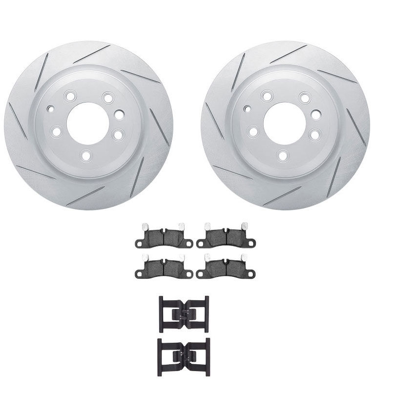 Dynamic Friction 2712-02034 - Brake Kit - Slotted Coated Carbon Alloy Brake Rotor and Active Performance 309 Brake Pads