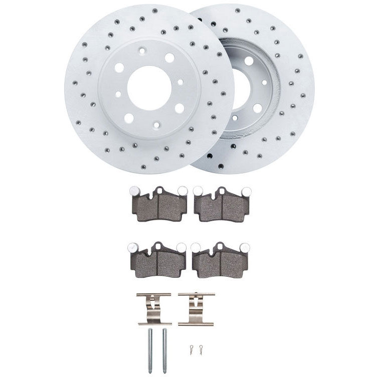 Dynamic Friction 2712-02035 - Brake Kit - Drilled Coated Carbon Alloy Brake Rotor and Active Performance 309 Brake Pads