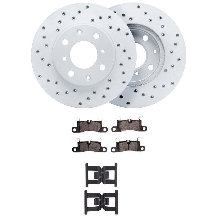 Dynamic Friction 2712-02049 - Brake Kit - Drilled Coated Carbon Alloy Brake Rotor and Active Performance 309 Brake Pads