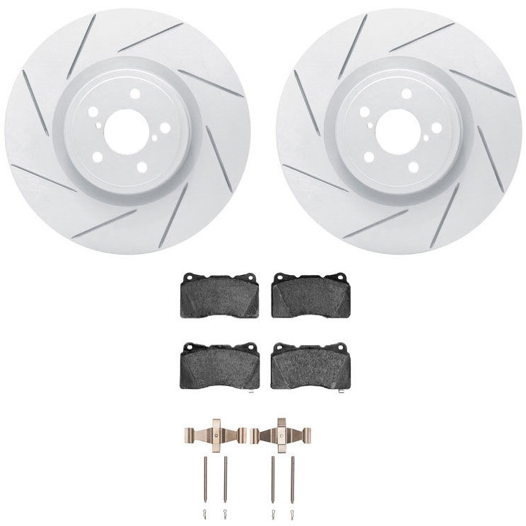 Dynamic Friction 2712-13015 - Brake Kit - Slotted Coated Carbon Alloy Brake Rotor and Active Performance 309 Brake Pads