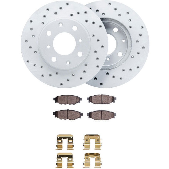Dynamic Friction 2712-13041 - Brake Kit - Drilled Coated Carbon Alloy Brake Rotor and Active Performance 309 Brake Pads