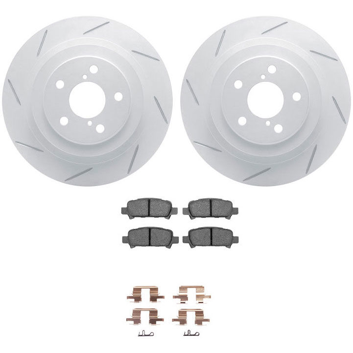 Dynamic Friction 2712-13060 - Brake Kit - Slotted Coated Carbon Alloy Brake Rotor and Active Performance 309 Brake Pads