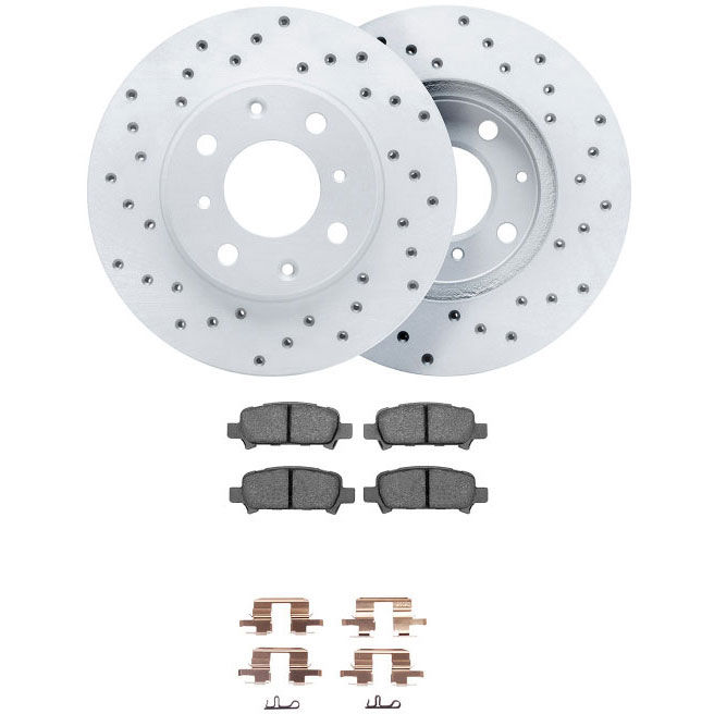 Dynamic Friction 2712-13061 - Brake Kit - Drilled Coated Carbon Alloy Brake Rotor and Active Performance 309 Brake Pads