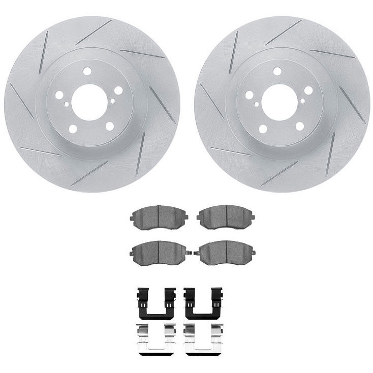 Dynamic Friction 2712-13064 - Brake Kit - Slotted Coated Carbon Alloy Brake Rotor and Active Performance 309 Brake Pads