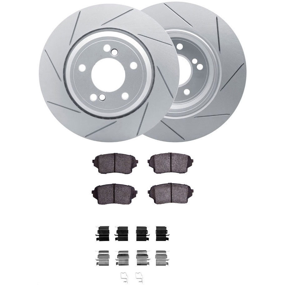Dynamic Friction 2512-01027 - Brake Kit - Coated Slotted Brake Rotors and 5000 Advanced Brake Pads with Hardware