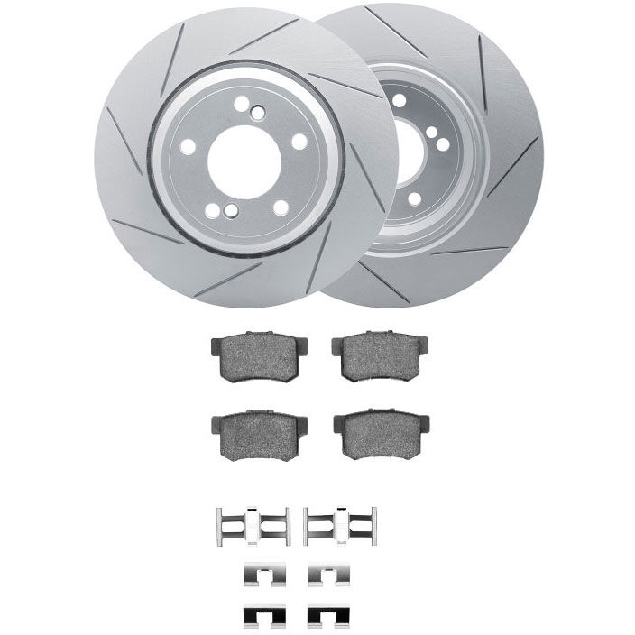 Dynamic Friction 2712-01003 - Brake Kit - Slotted Coated Carbon Alloy Brake Rotor and Active Performance 309 Brake Pads