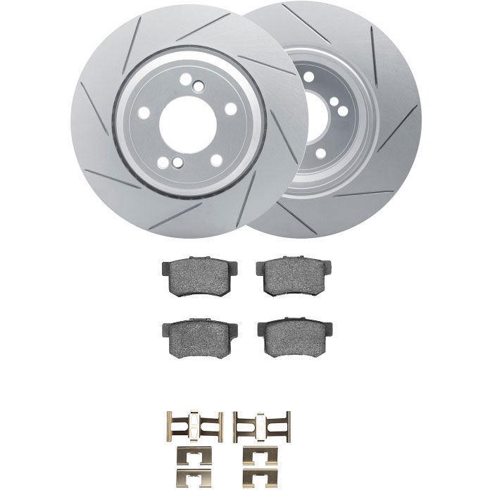 Dynamic Friction 2712-01006 - Brake Kit - Slotted Coated Carbon Alloy Brake Rotor and Active Performance 309 Brake Pads