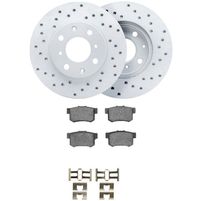 Dynamic Friction 2712-01007 - Brake Kit - Drilled Coated Carbon Alloy Brake Rotor and Active Performance 309 Brake Pads