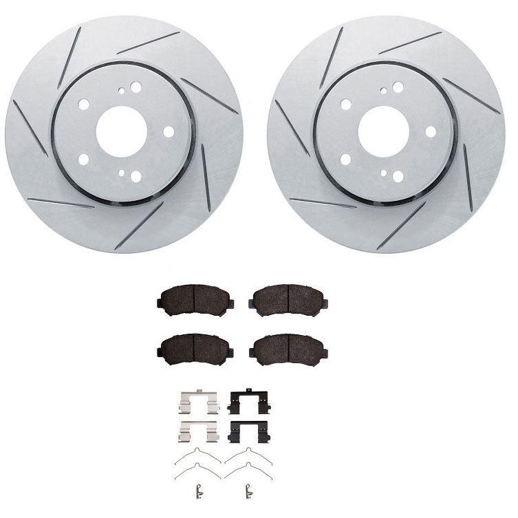 Dynamic Friction 2712-01009 - Brake Kit - Slotted Coated Carbon Alloy Brake Rotor and Active Performance 309 Brake Pads