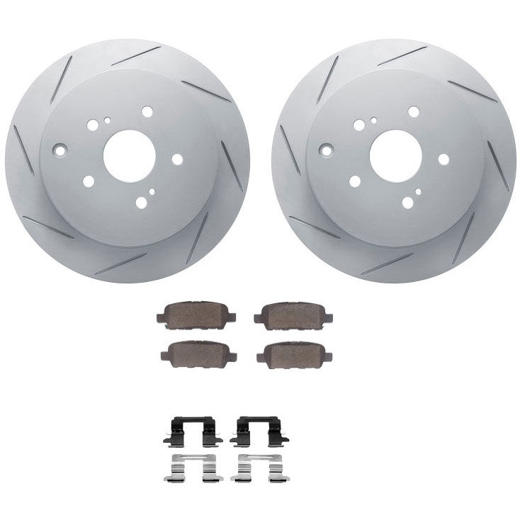 Dynamic Friction 2712-01012 - Brake Kit - Slotted Coated Carbon Alloy Brake Rotor and Active Performance 309 Brake Pads