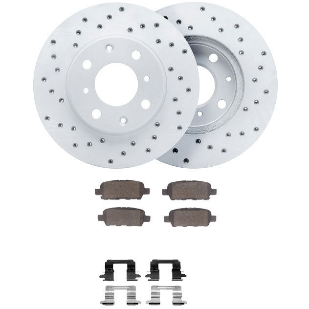 Dynamic Friction 2712-01014 - Brake Kit - Drilled Coated Carbon Alloy Brake Rotor and Active Performance 309 Brake Pads