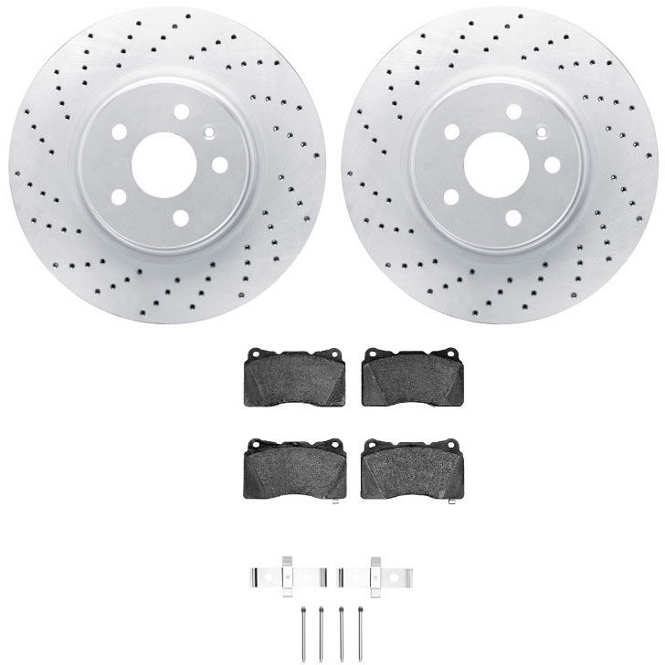 Dynamic Friction 2712-26005 - Brake Kit - Drilled Coated Carbon Alloy Brake Rotor and Active Performance 309 Brake Pads