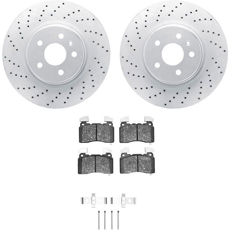 Dynamic Friction 2712-26007 - Brake Kit - Drilled Coated Carbon Alloy Brake Rotor and Active Performance 309 Brake Pads