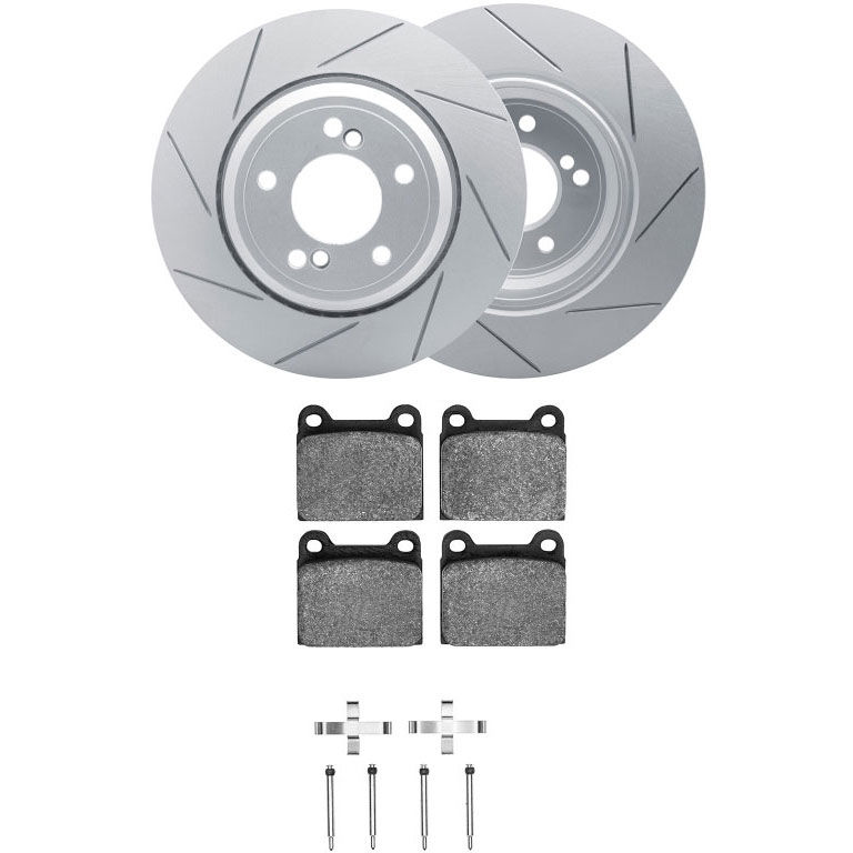 Dynamic Friction 2712-27000 - Brake Kit - Slotted Coated Carbon Alloy Brake Rotor and Active Performance 309 Brake Pads