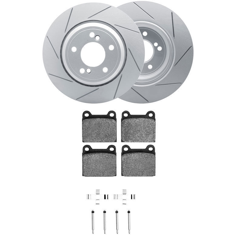 Dynamic Friction 2712-27001 - Brake Kit - Slotted Coated Carbon Alloy Brake Rotor and Active Performance 309 Brake Pads