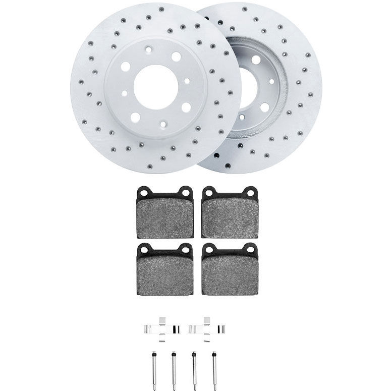 Dynamic Friction 2712-27003 - Brake Kit - Drilled Coated Carbon Alloy Brake Rotor and Active Performance 309 Brake Pads