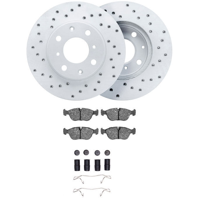 Dynamic Friction 2712-27007 - Brake Kit - Drilled Coated Carbon Alloy Brake Rotor and Active Performance 309 Brake Pads