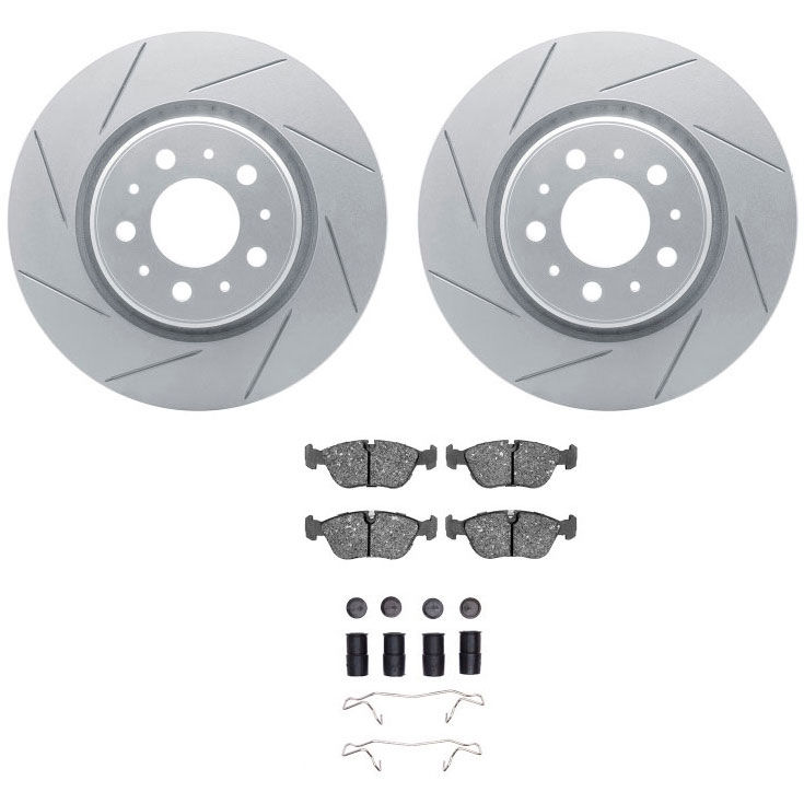 Dynamic Friction 2712-27013 - Brake Kit - Slotted Coated Carbon Alloy Brake Rotor and Active Performance 309 Brake Pads