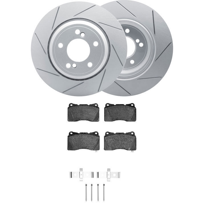 Dynamic Friction 2712-27015 - Brake Kit - Slotted Coated Carbon Alloy Brake Rotor and Active Performance 309 Brake Pads