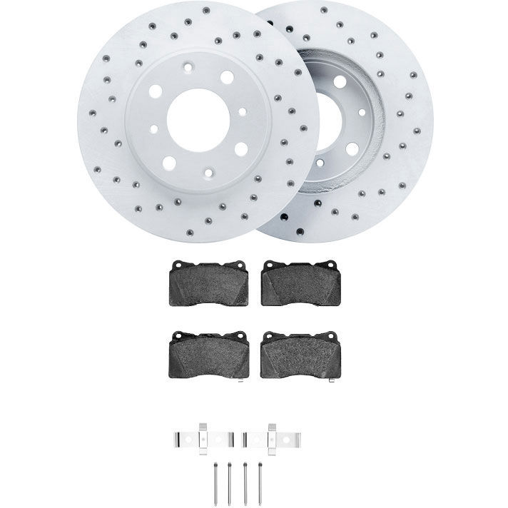 Dynamic Friction 2712-27017 - Brake Kit - Drilled Coated Carbon Alloy Brake Rotor and Active Performance 309 Brake Pads