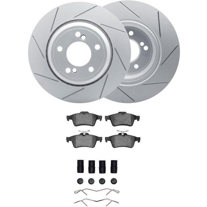 Dynamic Friction 2712-27021 - Brake Kit - Slotted Coated Carbon Alloy Brake Rotor and Active Performance 309 Brake Pads
