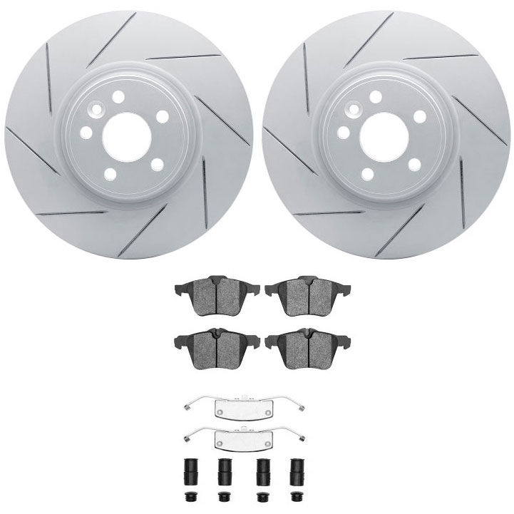 Dynamic Friction 2712-27024 - Brake Kit - Slotted Coated Carbon Alloy Brake Rotor and Active Performance 309 Brake Pads