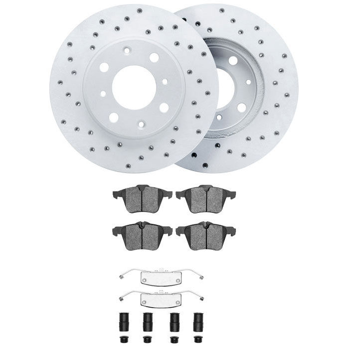 Dynamic Friction 2712-27025 - Brake Kit - Drilled Coated Carbon Alloy Brake Rotor and Active Performance 309 Brake Pads