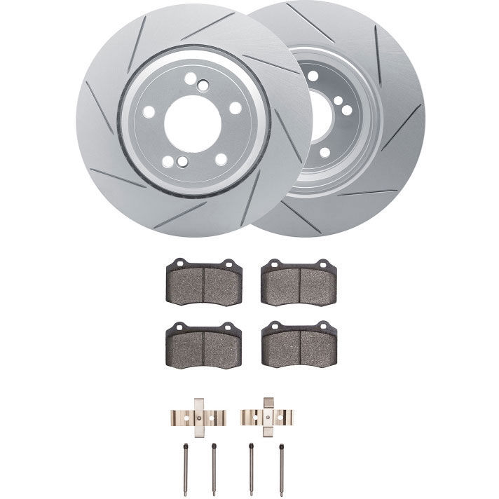 Dynamic Friction 2712-27018 - Brake Kit - Slotted Coated Carbon Alloy Brake Rotor and Active Performance 309 Brake Pads