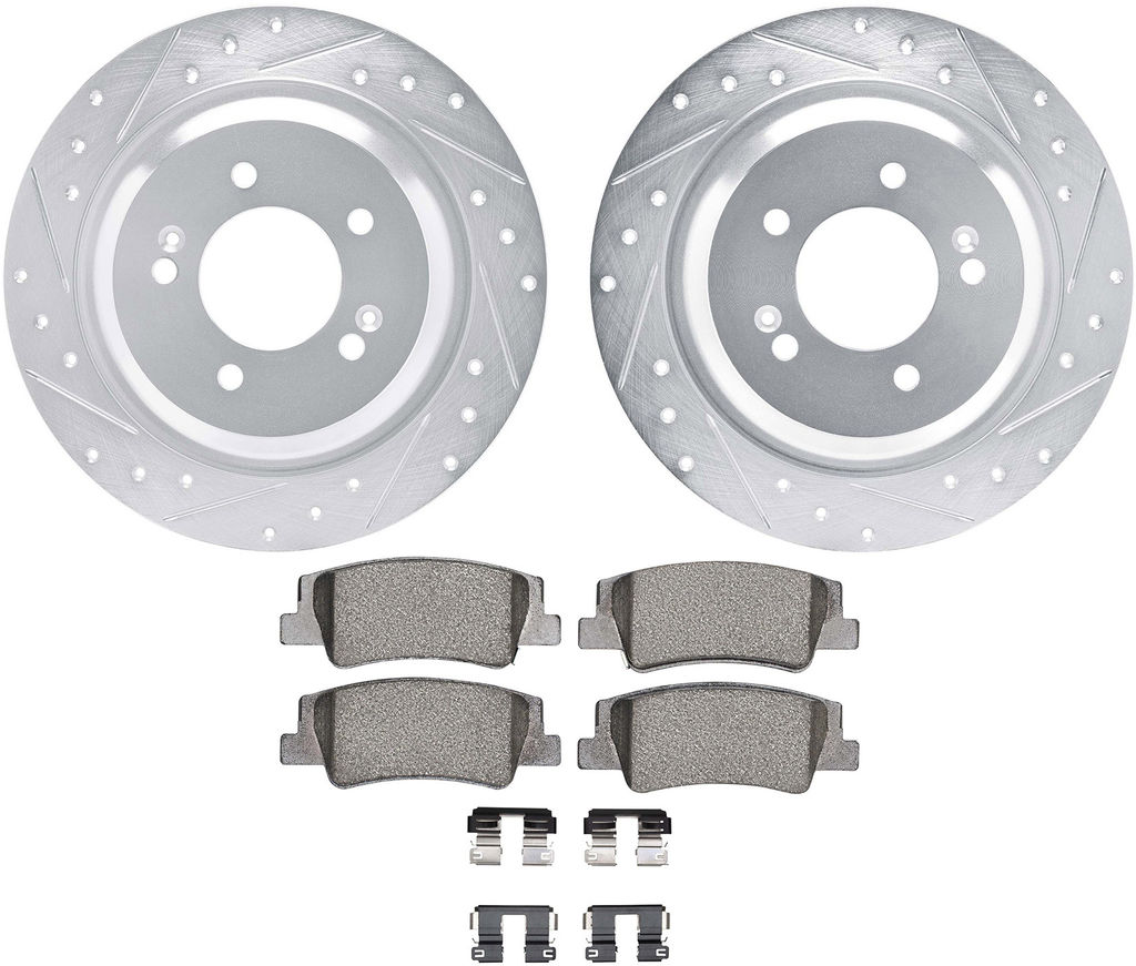 Dynamic Friction 7512-03199 - Rotors-Drilled & Slotted-Silver with 5000 Advanced Brake Pads with Hardware