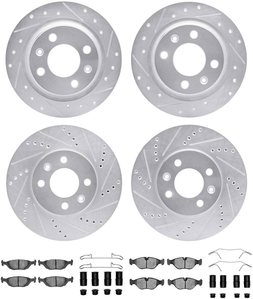 Dynamic Friction 7514-65031 - Rotors-Drilled & Slotted-Silver with 5000 Advanced Brake Pads with Hardware
