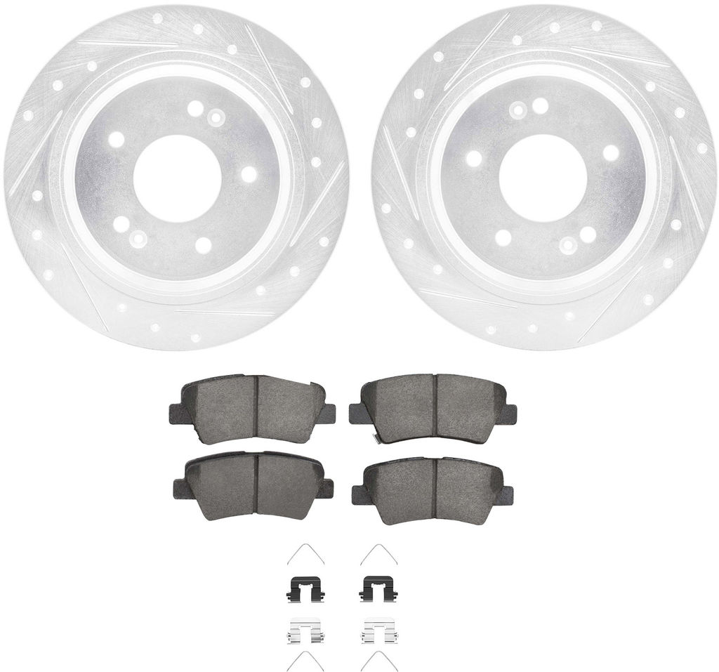 Dynamic Friction 7512-03134 - Rotors-Drilled & Slotted-Silver with 5000 Advanced Brake Pads with Hardware