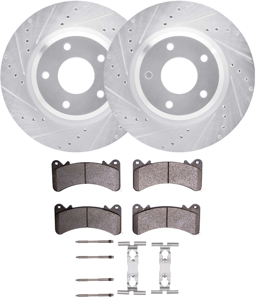 Dynamic Friction 7512-47194 - Rotors-Drilled & Slotted-Silver with 5000 Advanced Brake Pads with Hardware