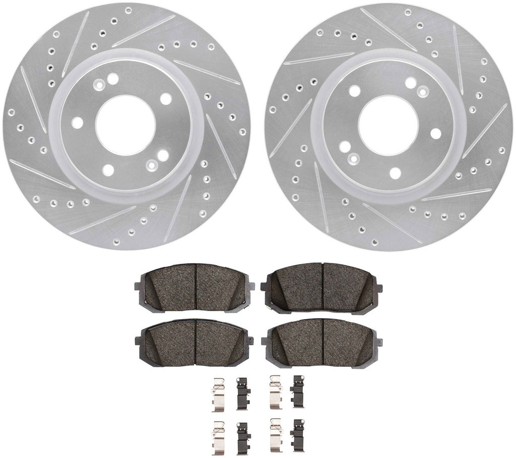 Dynamic Friction 7512-03221 - Rotors-Drilled & Slotted-Silver with 5000 Advanced Brake Pads with Hardware