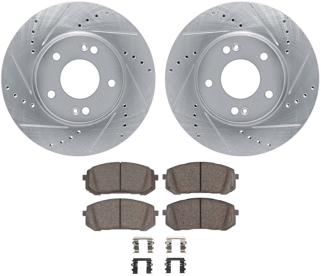 Dynamic Friction 7512-03172 - Rotors-Drilled & Slotted-Silver with 5000 Advanced Brake Pads with Hardware