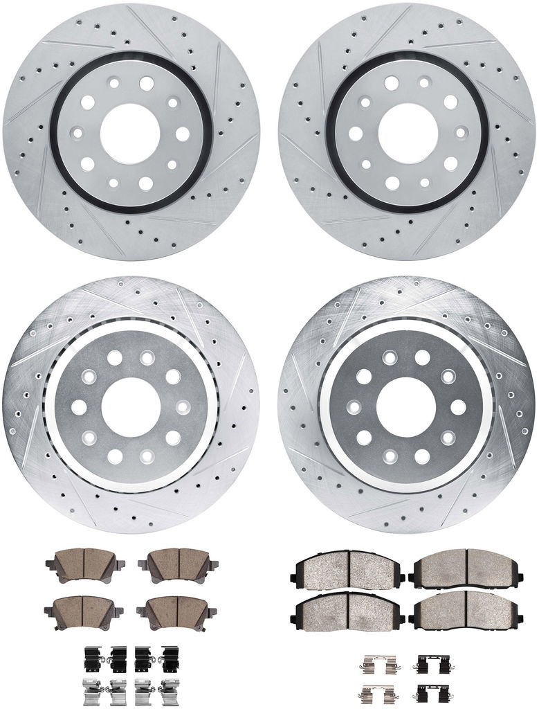 Dynamic Friction 7514-42029 - Rotors-Drilled & Slotted-Silver with 5000 Advanced Brake Pads with Hardware