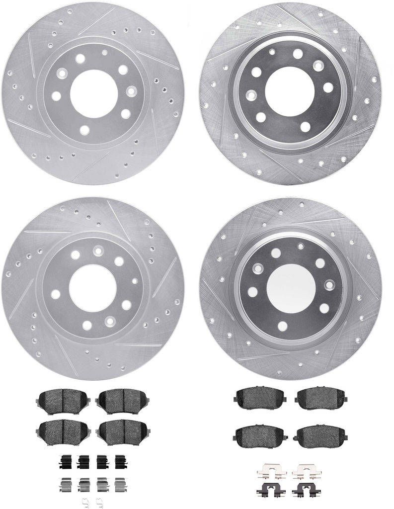 Dynamic Friction 7514-54218 - Rotors-Drilled & Slotted-Silver with 5000 Advanced Brake Pads with Hardware