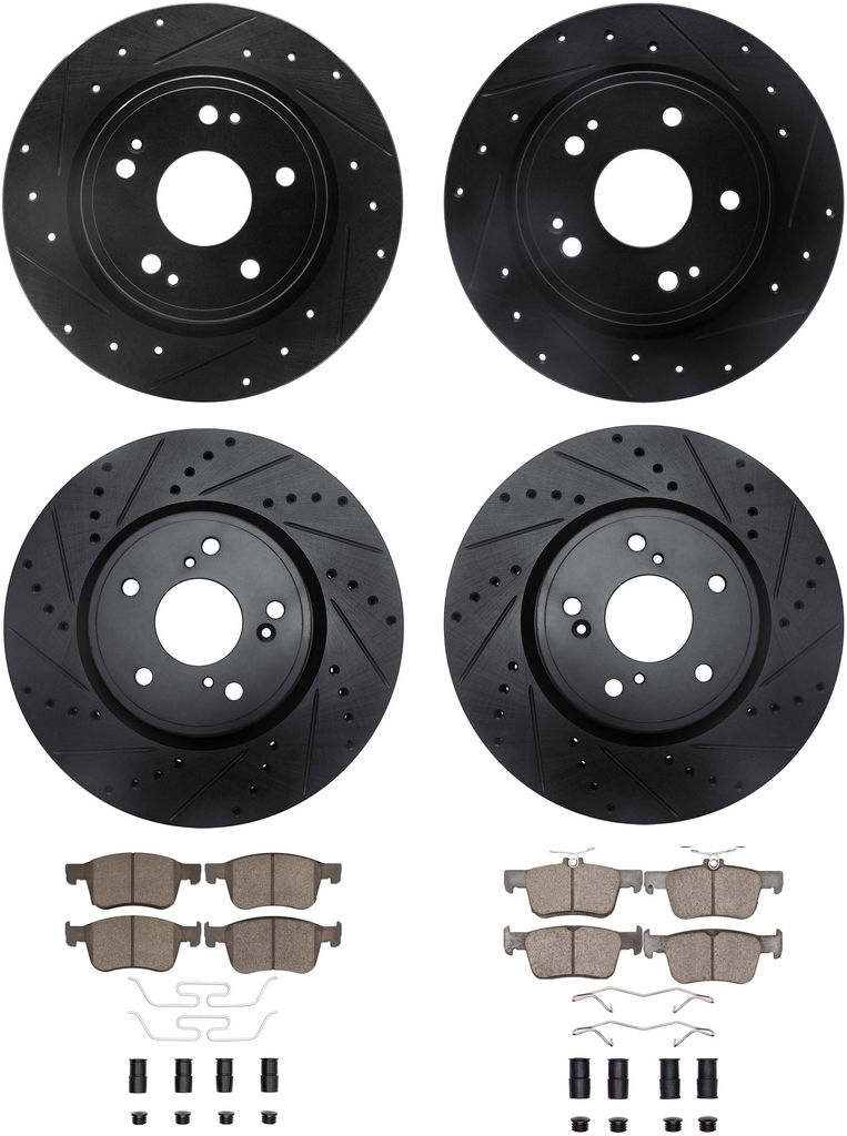 Dynamic Friction 8514-59115 - Rotors-Drilled & Slotted-Black with 5000 Advanced Brake Pads includes Hardware