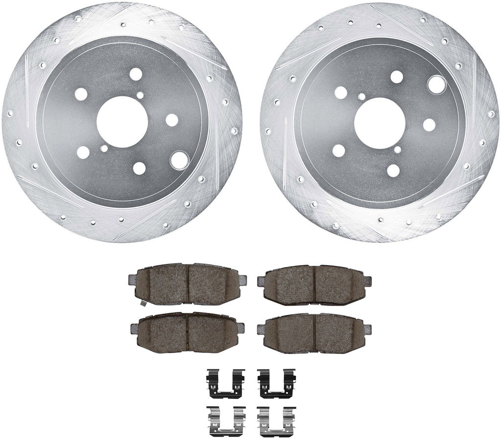 Dynamic Friction 7512-13101 - Rotors-Drilled & Slotted-Silver with 5000 Advanced Brake Pads with Hardware