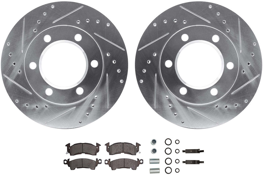 Dynamic Friction 7512-42004 - Brake Kit - Silver Zinc Coated Drilled ...