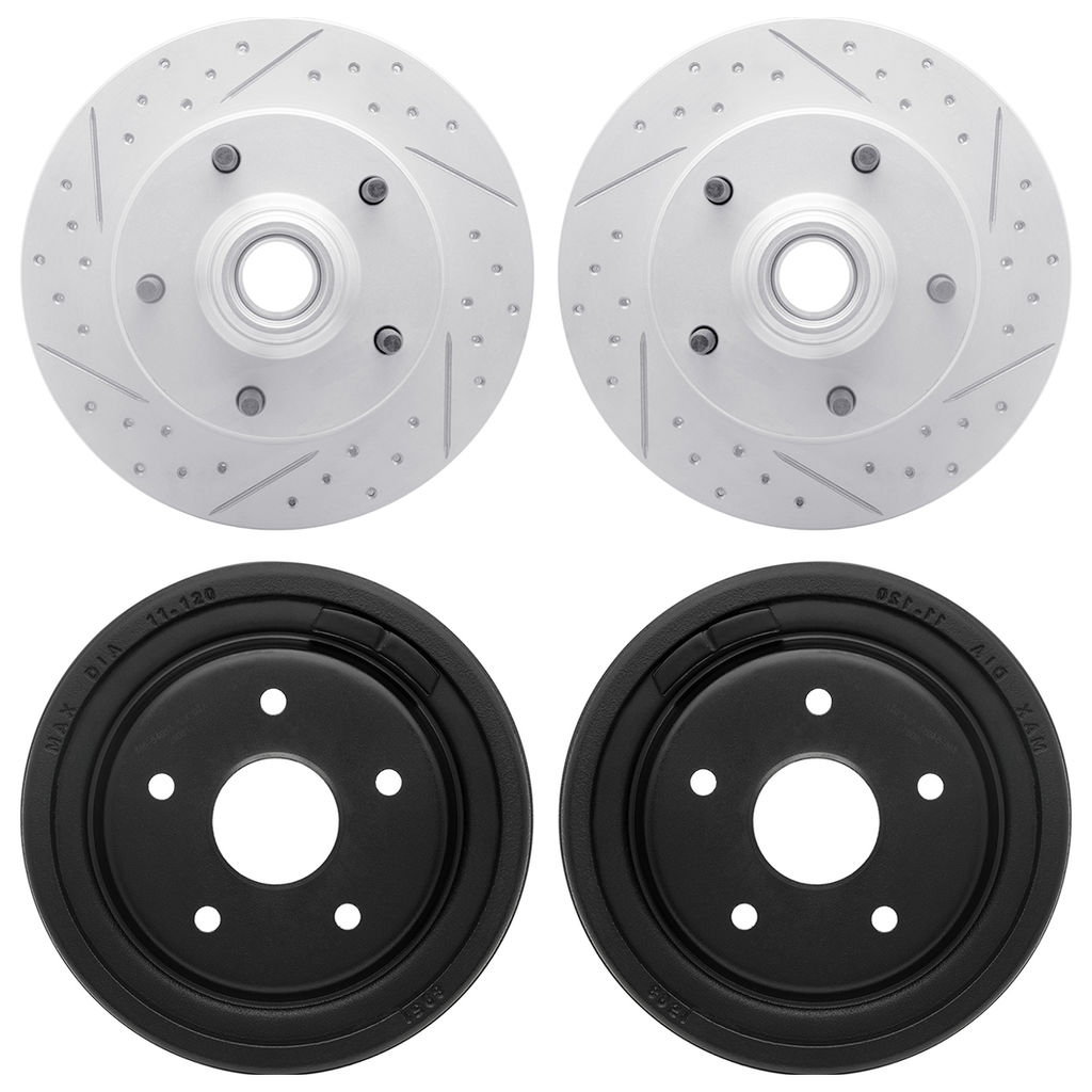 Dynamic Friction 2004-54010 - Geoperformance Coated Drilled and Slotted Brake Rotor 4 Wheel Set