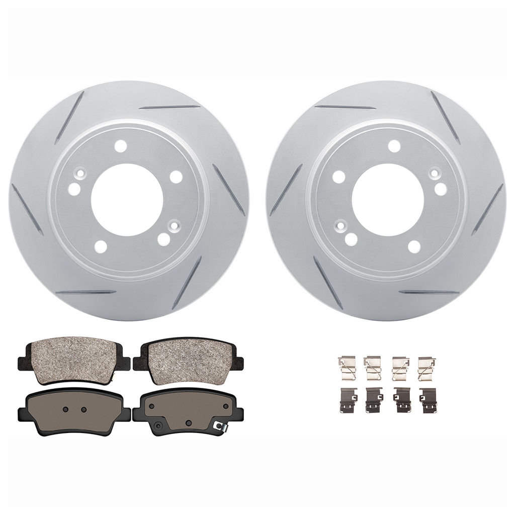 Dynamic Friction 2512-21145 - Geoperformance Rotors-Slotted with 5000 Advanced Brake Pads includes Hardware