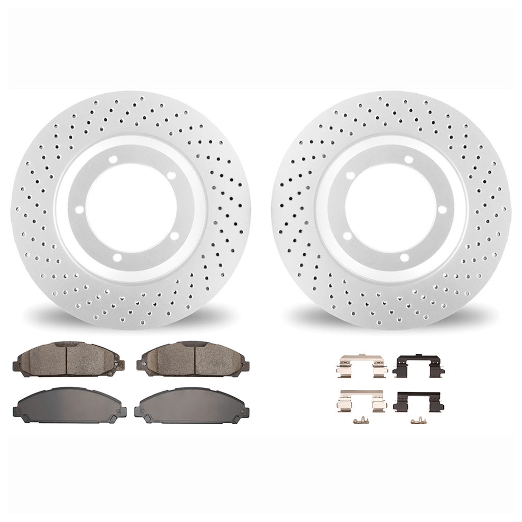 Dynamic Friction 2512-54948 - Geoperformance Rotors-Drilled with 5000 Advanced Brake Pads includes Hardware