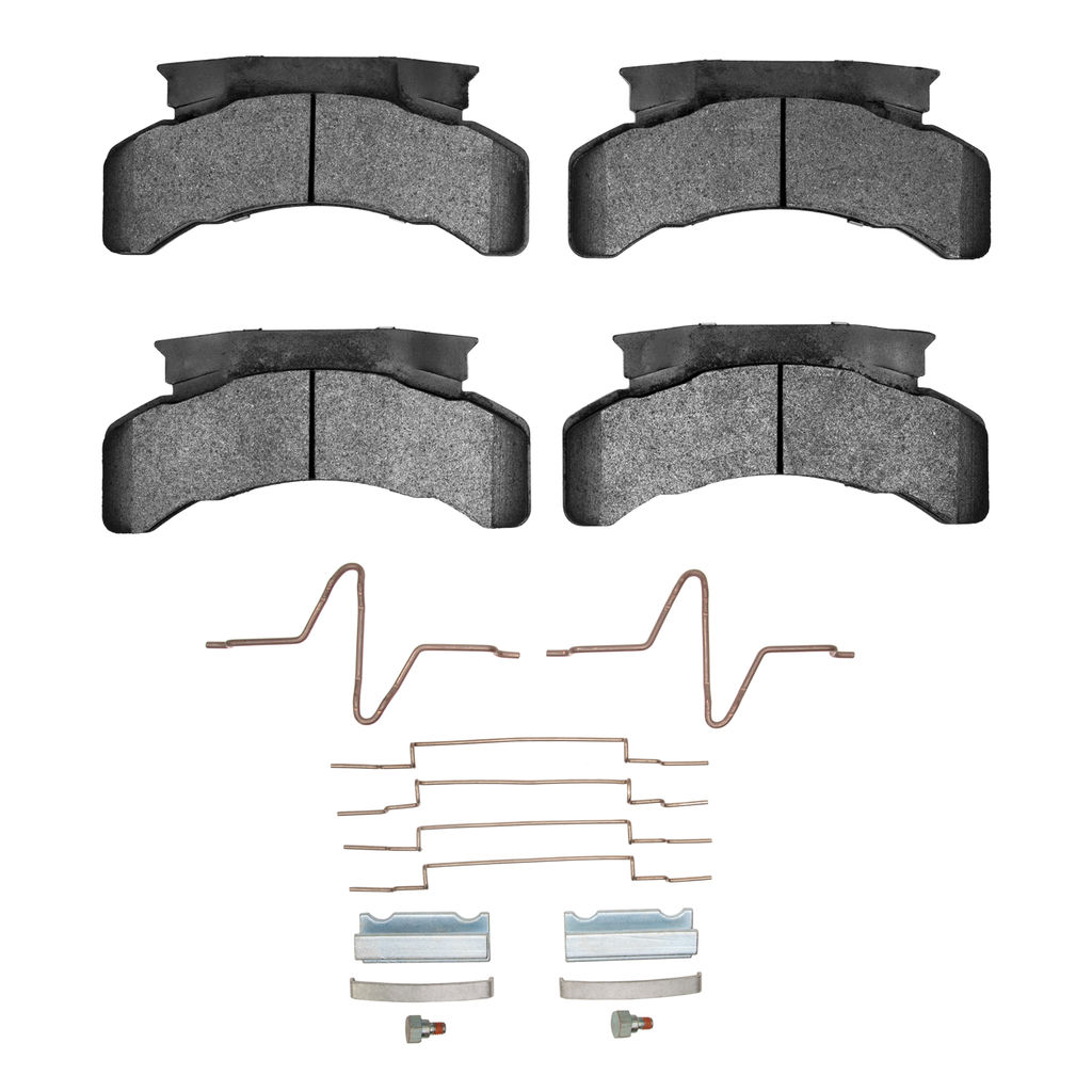 Dynamic Friction 1214-0224-01 - Heavy Duty Semi Metallic Towing Brake Pads With Hardware