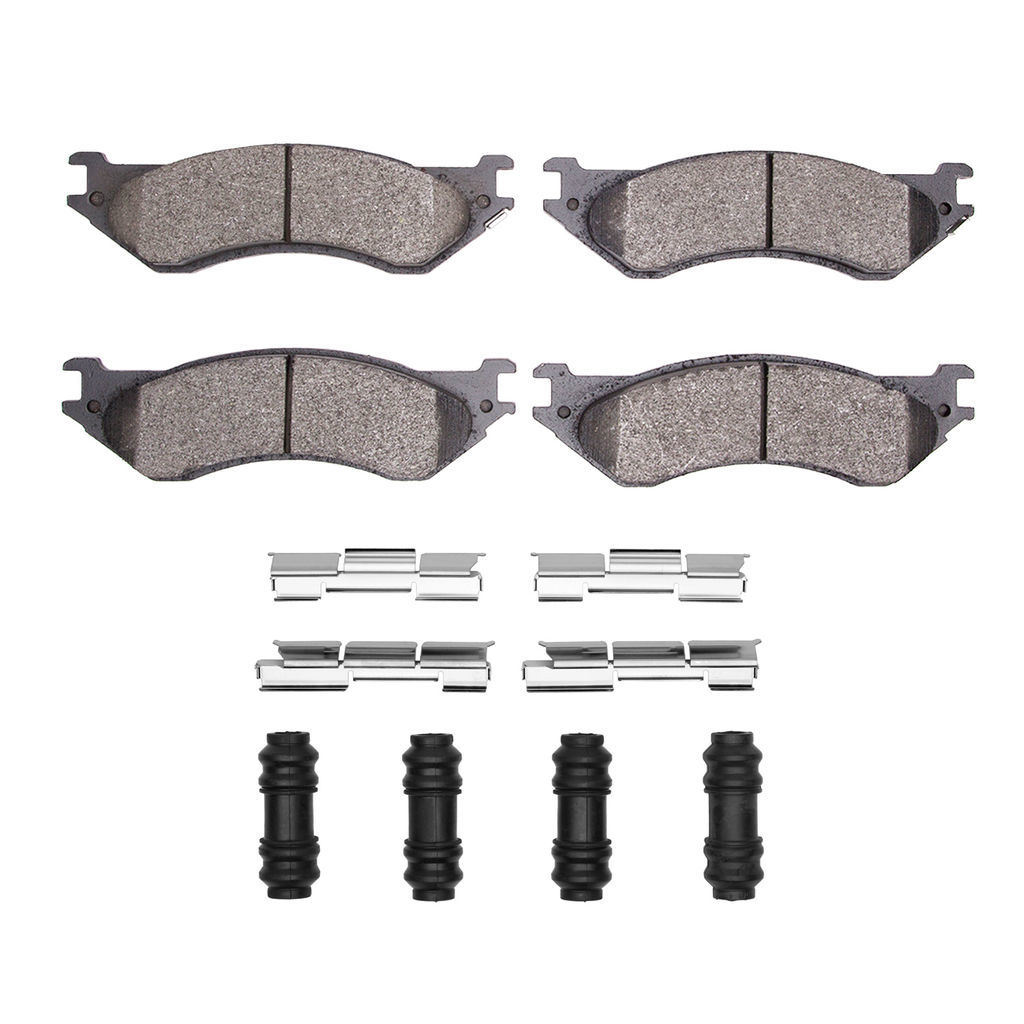 Dynamic Friction 1214-0702-12 - Heavy Duty Semi Metallic Towing Brake Pads With Hardware