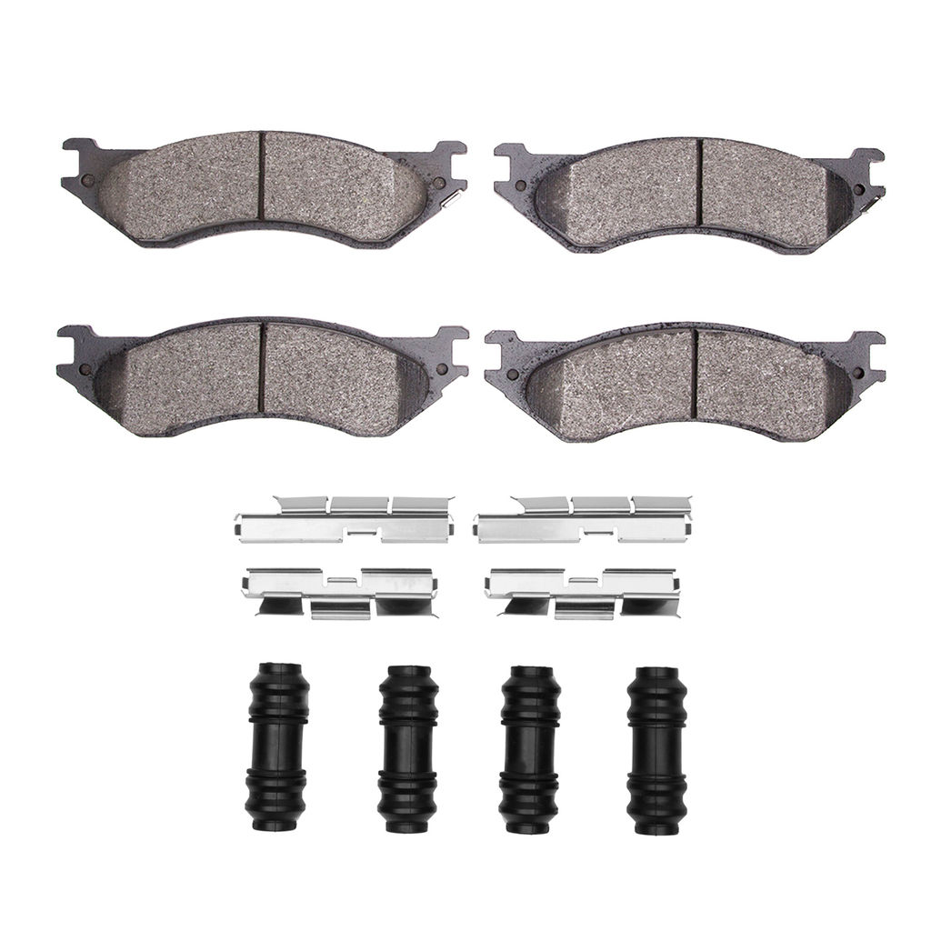 Dynamic Friction 1214-0702-13 - Heavy Duty Semi Metallic Towing Brake Pads With Hardware