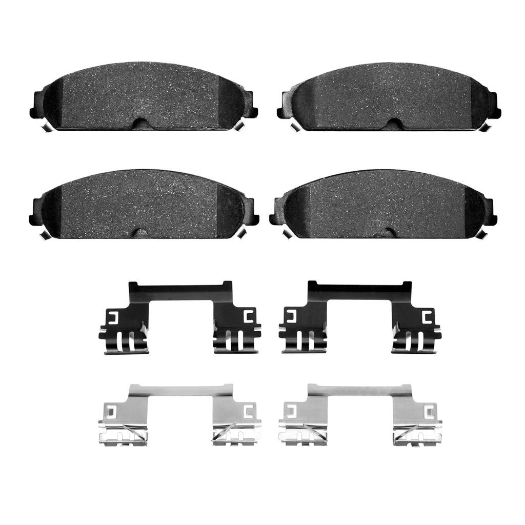 Dynamic Friction 1214-1058-02 - Heavy Duty Semi Metallic Towing Brake Pads With Hardware